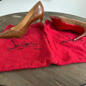 Christian Louboutin-NEW Never Worn  Women's Size 8 Kate Pump-Mock Croc Tan